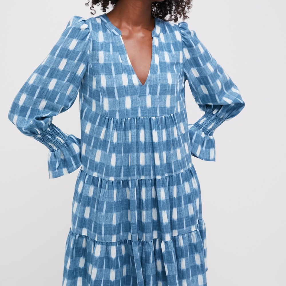 Pomander Place Blue and White Long Sleeve Dress